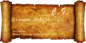 Czinger Irén névjegykártya